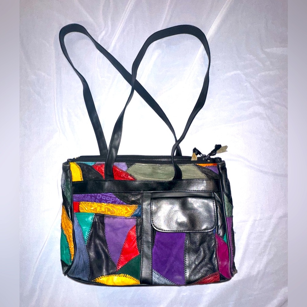 Vintage Patchwork • Pattern Genuine Leather • Womens Purse Bag Colorful